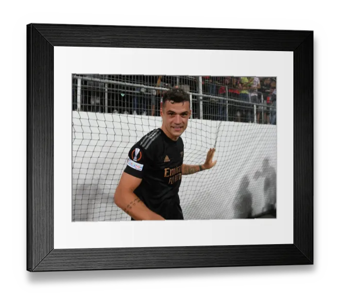 Framed Print : Arsenal's Granit Xhaka in Action against FC Zürich in UEFA Europa League Group Stage, St. Gallen, Switzerland (2022)