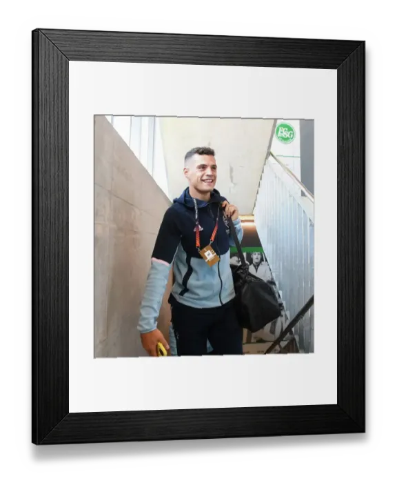Framed Print : Granit Xhaka Arrives at Kybunpark Ahead of FC Zurich Clash in UEFA Europa League (2022-23) Framed Print : Granit Xhaka Arrives at Kybunpark Ahead of FC Zurich Clash in UEFA Europa League (2022-23)