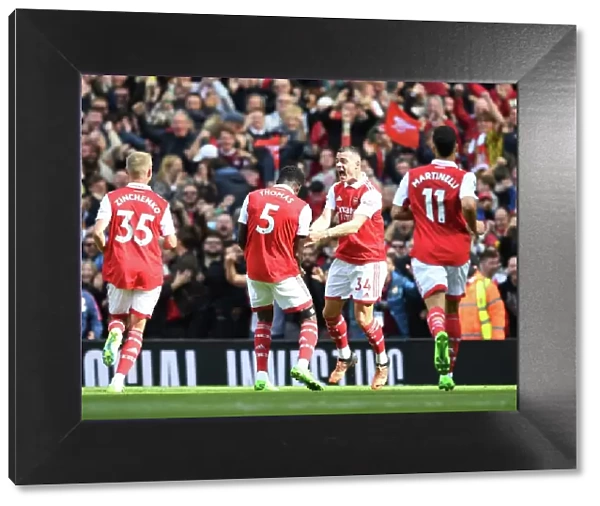 Thomas Partey and Granit Xhaka Celebrate Arsenal's First Goal Against Tottenham Hotspur (2022-23)