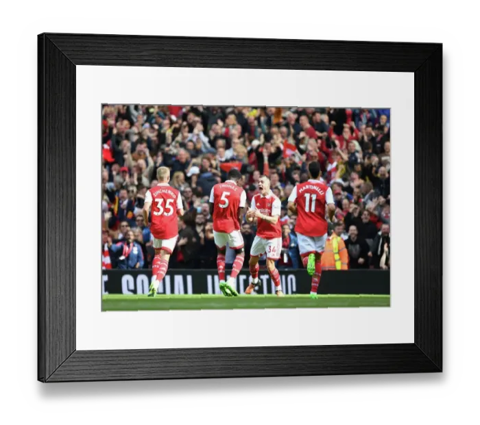 Framed Print : Arsenal's Unstoppable Midfield Duo: Thomas Partey and Granit Xhaka Score First Goals Against Tottenham (2022-23)