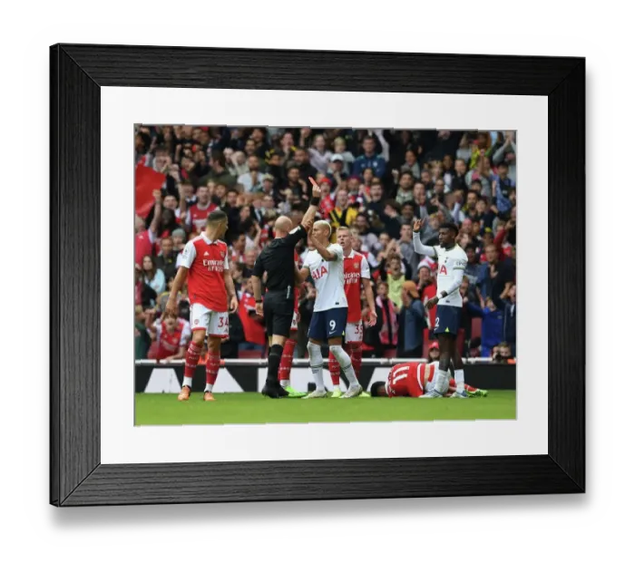 Framed Print : Red Card Rivalry: Emerson Royal's Dismissal Fueling Arsenal vs. Tottenham Tensions (2022-23)