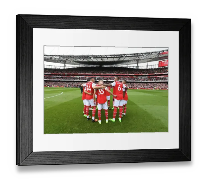 Framed Print : Arsenal vs. Tottenham: Pre-Match Huddle in the Premier League, London 2022