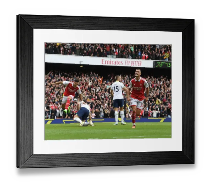 Framed Print : Xhaka's Hat-Trick: Arsenal's Thrilling Comeback Against Tottenham in the Premier League (2022-23)