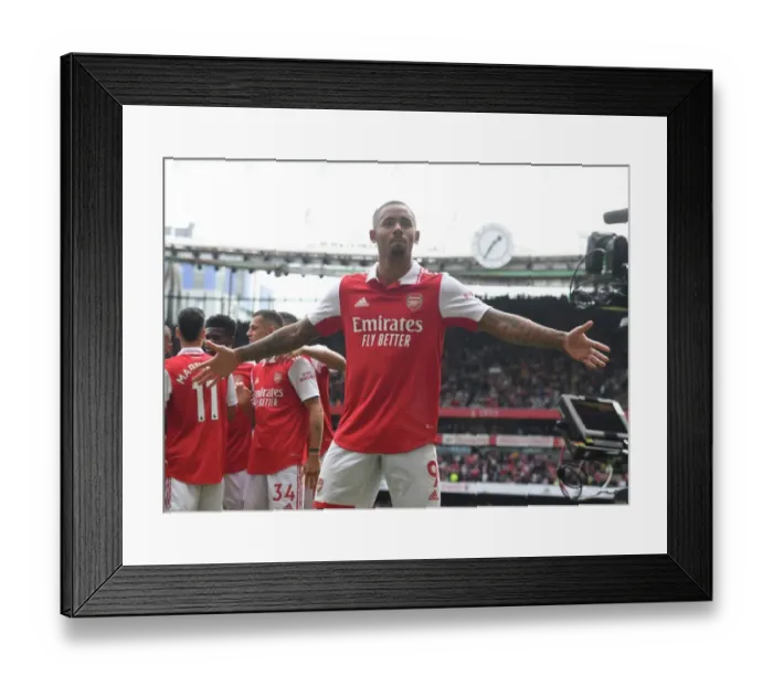 Framed Print : Gabriel Jesus Scores the Second Goal: Arsenal FC vs. Tottenham Hotspur, Premier League 2022-23