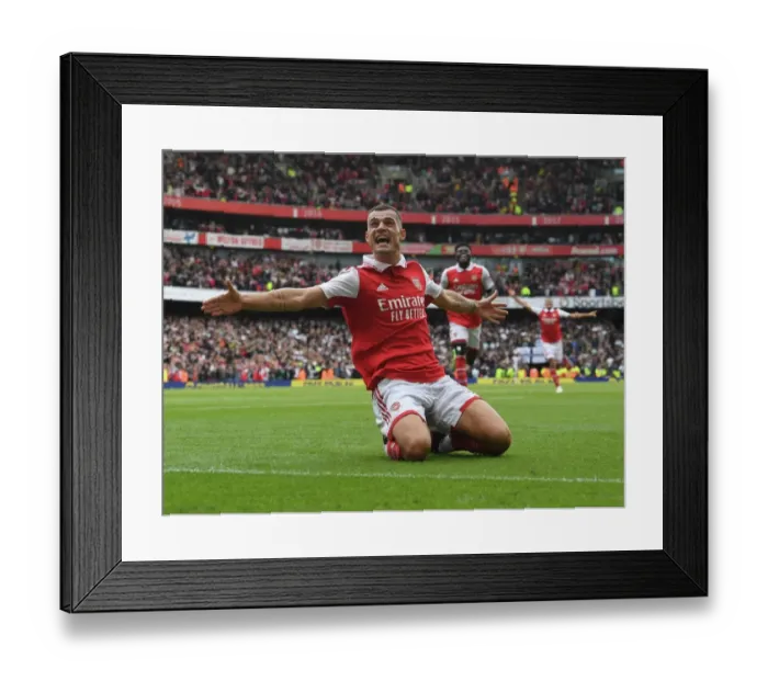 Framed Print : Xhaka's Hat-Trick: Arsenal Thrashes Tottenham 4-2 in the 2022-23 Premier League
