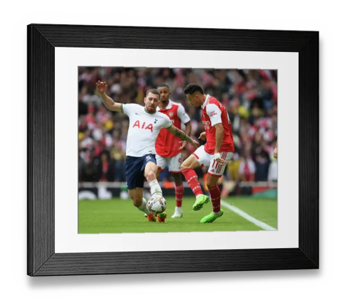 Framed Print : Martinelli vs. Hojbjerg: A Riveting Rivalry Clash in the Arsenal-Tottenham Premier League Showdown (2022-23)