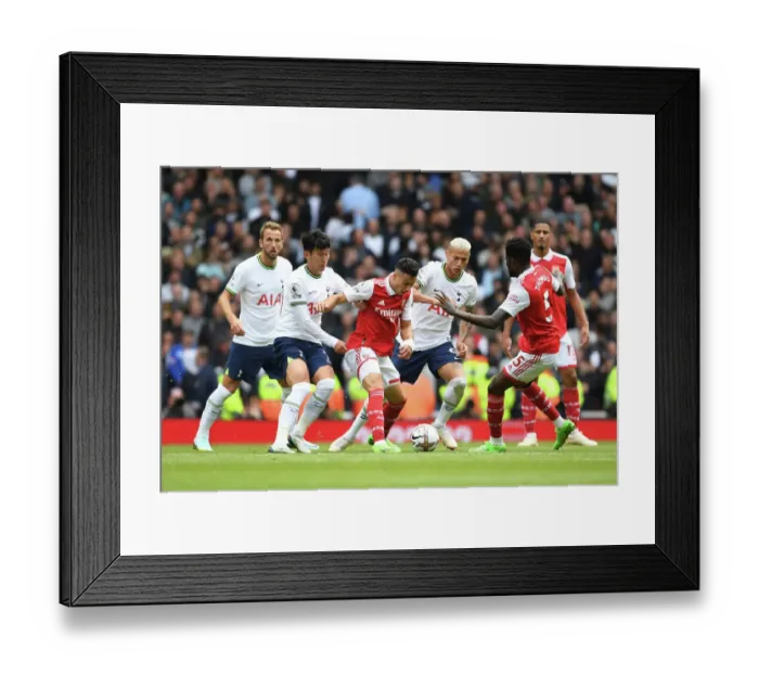 Framed Print : Arsenal vs. Tottenham: Martinelli Faces Off Against Son and Richarlison in Intense Premier League Clash (2022-23)