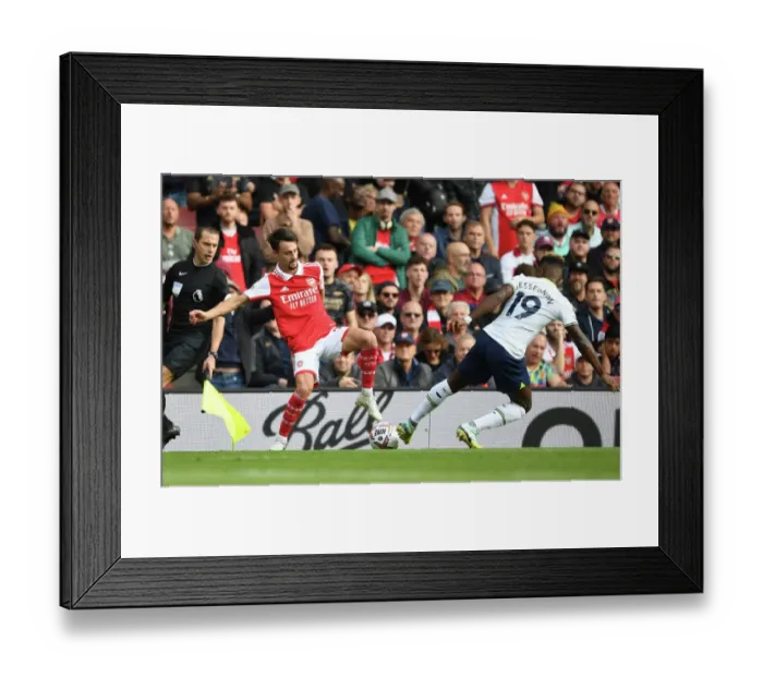 Framed Print : Arsenal vs. Tottenham: Fabio Vieira Clashes with Ryan Sessegnon in the 2022-23 Premier League Showdown