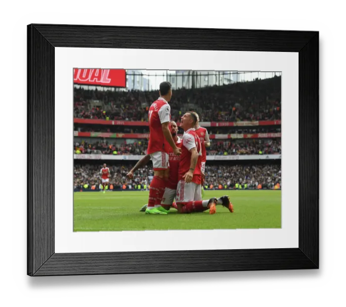 Framed Print : Triumphant Threesome: Jesus, Martinelli, Xhaka's Unforgettable Goal Celebration vs. Tottenham (2022-23 Premier League) Framed Print : Triumphant Threesome: Jesus, Martinelli, Xhaka's Unforgettable Goal Celebration vs. Tottenham (2022-23 Premier League)