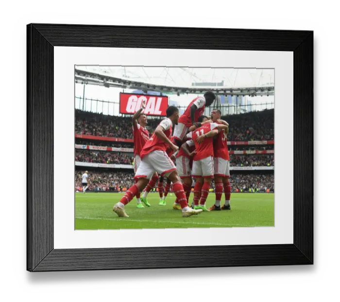 Framed Print : Arsenal Celebrate Gabriel Jesus's Goal: Arsenal FC vs. Tottenham Hotspur, Premier League 2022-23