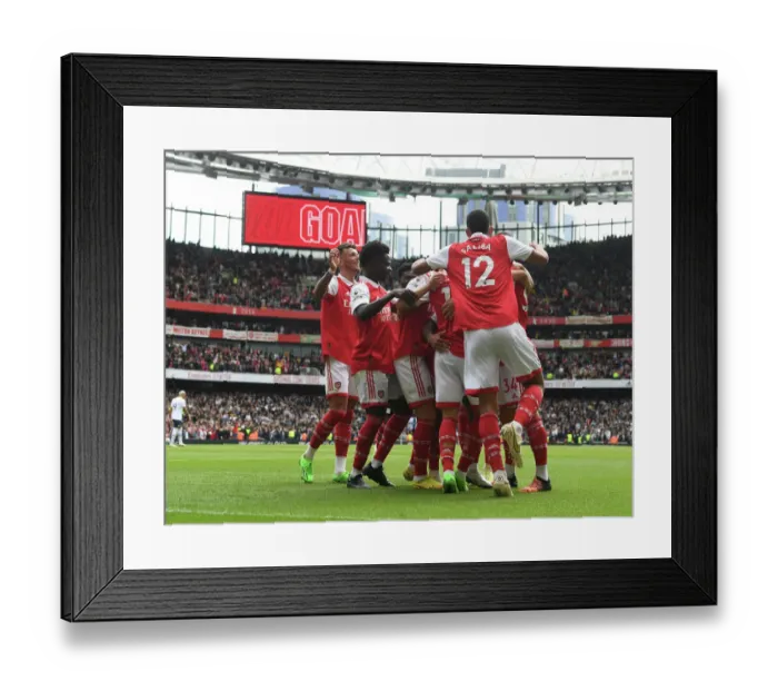 Framed Print : Arsenal's Gabriel Jesus Scores the Winning Goal: Arsenal FC Defeats Tottenham in the 2022-23 Premier League