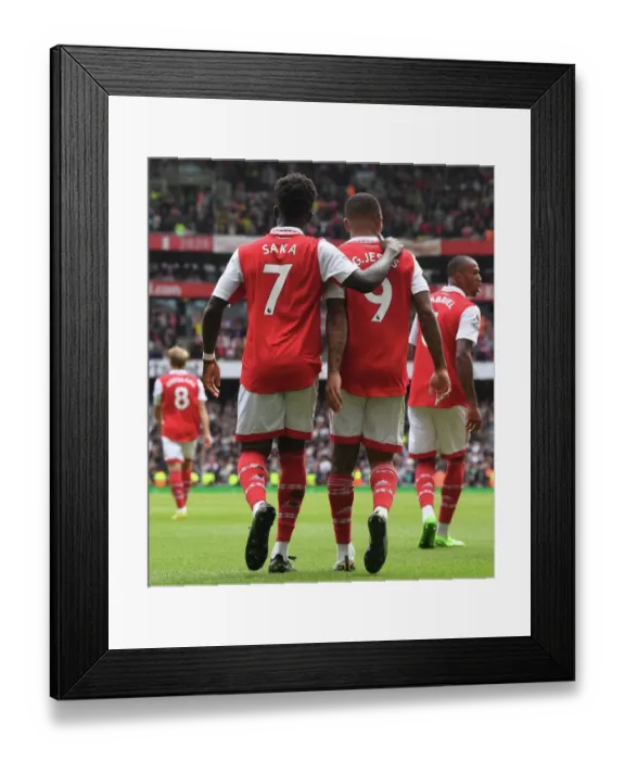 Framed Print : Arsenal's Gabriel Jesus and Bukayo Saka Celebrate Goals Against Tottenham in 2022-23 Premier League Framed Print : Arsenal's Gabriel Jesus and Bukayo Saka Celebrate Goals Against Tottenham in 2022-23 Premier League