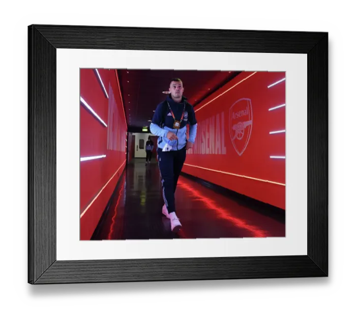 Framed Print : Arsenal's Granit Xhaka Prepares for UEFA Europa League Clash Against FK Bodo / Glimt Framed Print : Arsenal's Granit Xhaka Prepares for UEFA Europa League Clash Against FK Bodo / Glimt