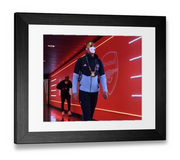 Framed Print : Arsenal's William Saliba Prepares for Europa League Clash Against FK Bodo / Glimt Framed Print : Arsenal's William Saliba Prepares for Europa League Clash Against FK Bodo / Glimt