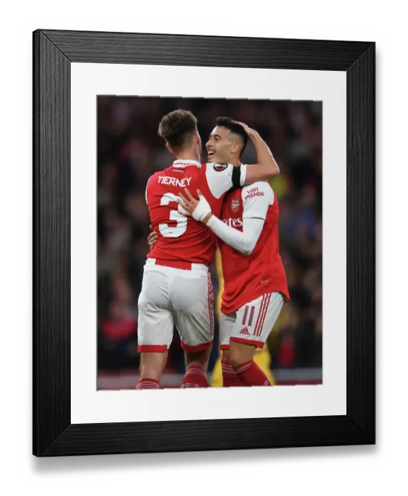 Framed Print : Arsenal Celebrate First Goal in Europa League Match Against FK Bodo / Glimt
