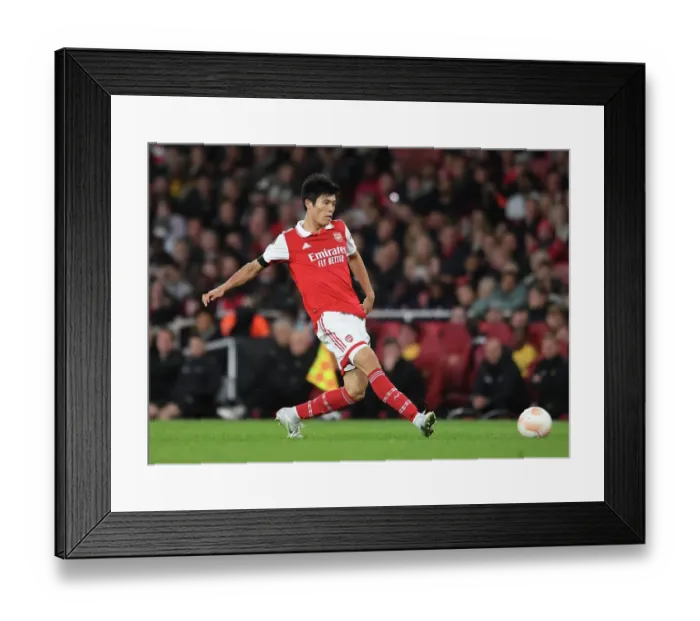 Framed Print : Arsenal's Tomiyasu Shines: Arsenal vs FK Bodo / Glimt, Europa League 2022-23