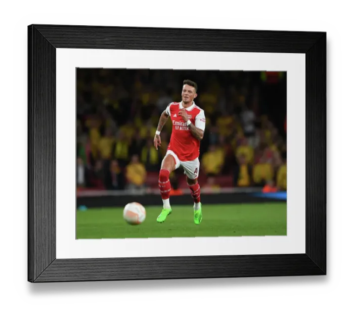 Framed Print : Arsenal's Ben White in Action: Europa League Clash Against FK Bodo / Glimt (2022-23)