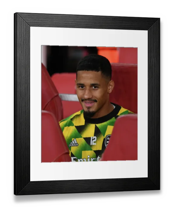 Framed Print : Arsenal's William Saliba Ready for Europa League Clash Against FK Bodo / Glimt Framed Print : Arsenal's William Saliba Ready for Europa League Clash Against FK Bodo / Glimt