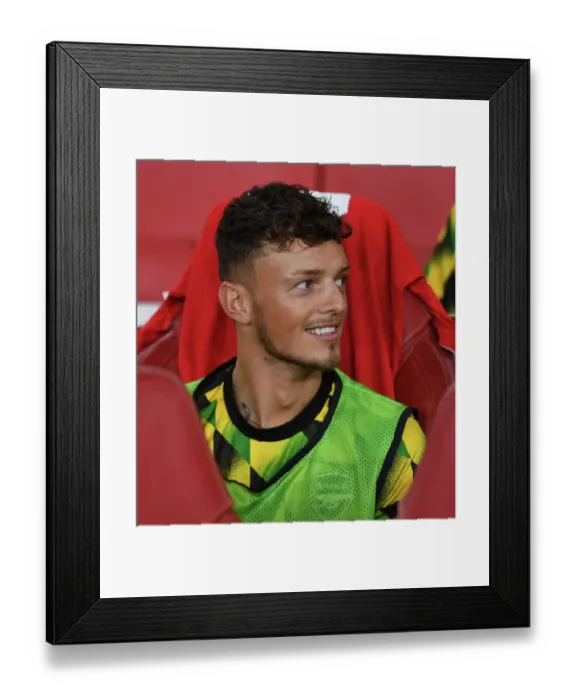 Framed Print : Arsenal's Ben White Prepares for Arsenal FC vs FK Bodo / Glimt in UEFA Europa League Group A