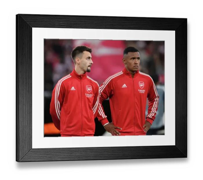 Framed Print : Arsenal FC vs FK Bodo / Glimt: Fabio Vieira and Marquinhos Pre-Match Moment, UEFA Europa League 2022-23 Framed Print : Arsenal FC vs FK Bodo / Glimt: Fabio Vieira and Marquinhos Pre-Match Moment, UEFA Europa League 2022-23