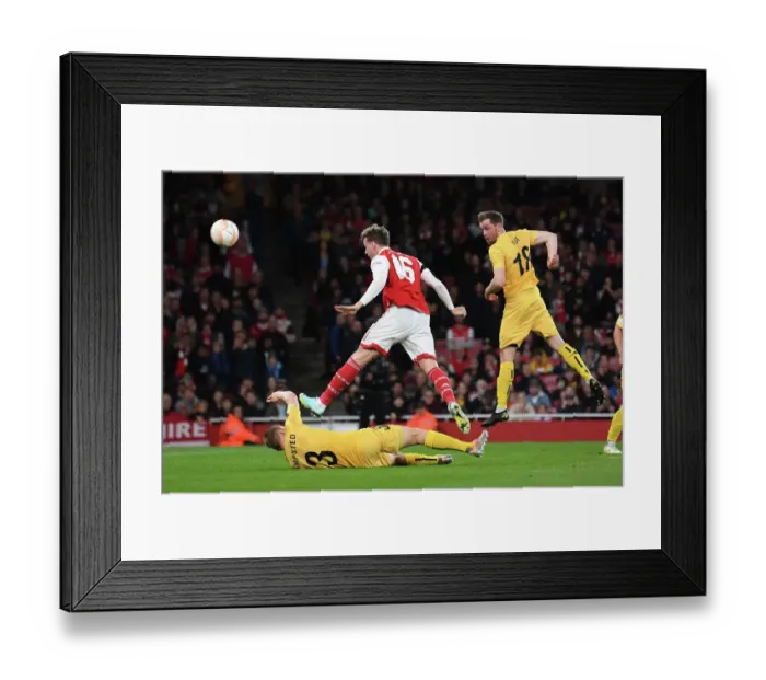 Framed Print : Arsenal's Rob Holding Scores Second Goal Against FK Bodo / Glimt in Europa League Match