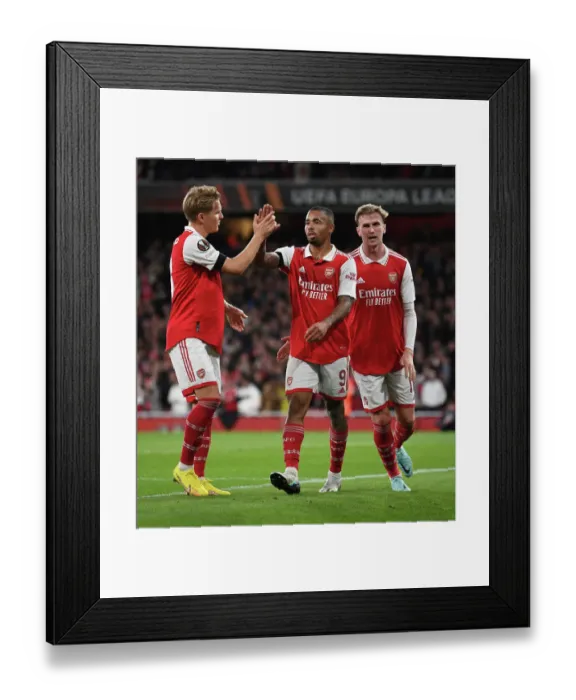 Framed Print : Arsenal's Gabriel Jesus Celebrates Setting Up Third Goal Against FK Bodo / Glimt in UEFA Europa League Framed Print : Arsenal's Gabriel Jesus Celebrates Setting Up Third Goal Against FK Bodo / Glimt in UEFA Europa League