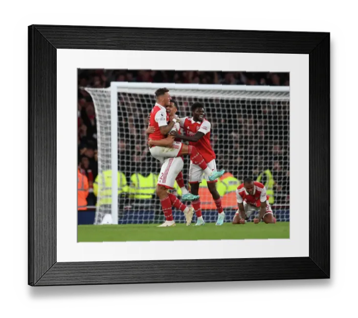 Framed Print : Arsenal's Triumph: Celebrating with White, Saliba, and Partey after Arsenal v Liverpool (2022-23) Framed Print : Arsenal's Triumph: Celebrating with White, Saliba, and Partey after Arsenal v Liverpool (2022-23)