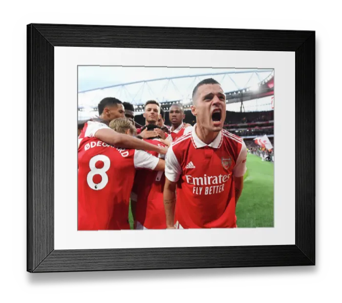 Framed Print : Arsenal's Triumph: Xhaka Scores the Third Goal Against Liverpool in the 2022-23 Premier League Framed Print : Arsenal's Triumph: Xhaka Scores the Third Goal Against Liverpool in the 2022-23 Premier League