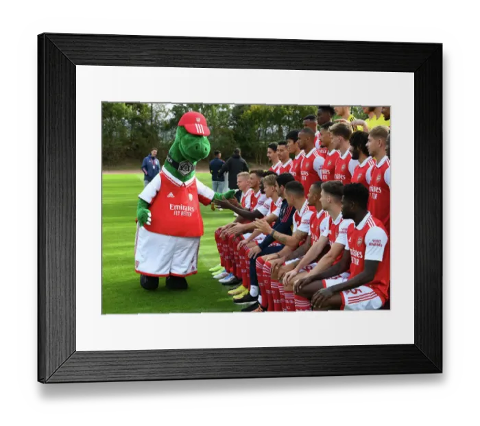 Framed Print : Arsenal 2022-23 First Team Squad: Gunnersaurus Leads the Team Photo