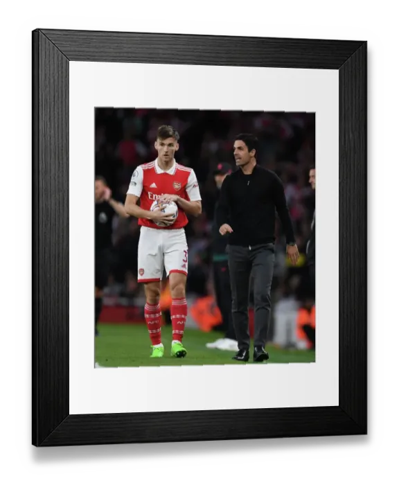 Framed Print : United Focus: Arteta and Tierney's Determination during Arsenal vs Liverpool, 2022-23 Premier League