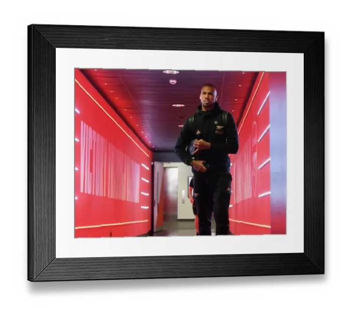 Framed Print : Gabriel Faces Off Against Liverpool: Arsenal vs. Liverpool Clash in Premier League