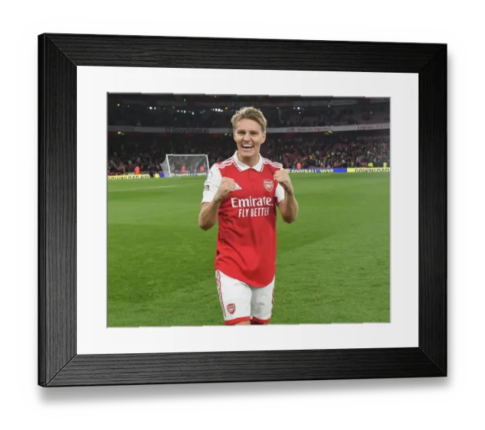 Framed Print : Arsenal's Martin Odegaard Reacts After Arsenal FC vs Liverpool FC, Premier League 2022-23