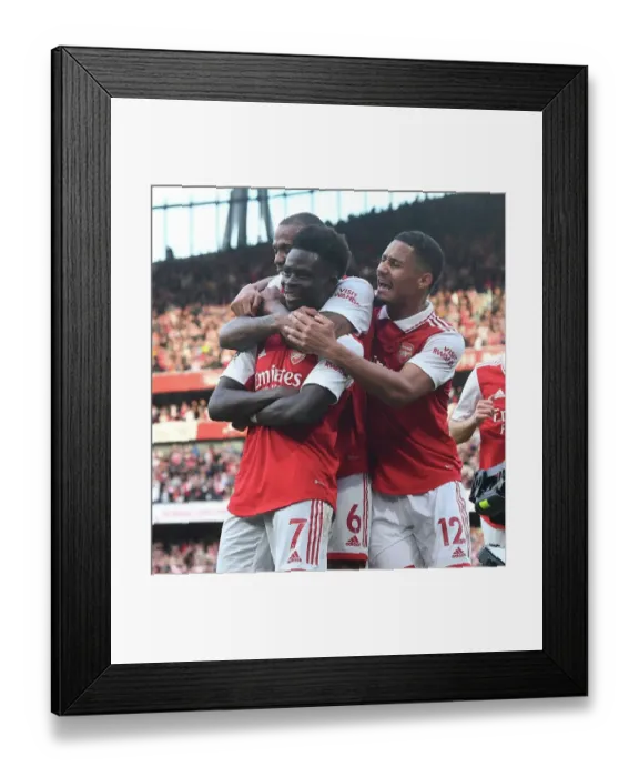 Framed Print : Bukayo Saka Scores the Winning Goal: Arsenal Triumphs over Liverpool in the 2022-23 Premier League