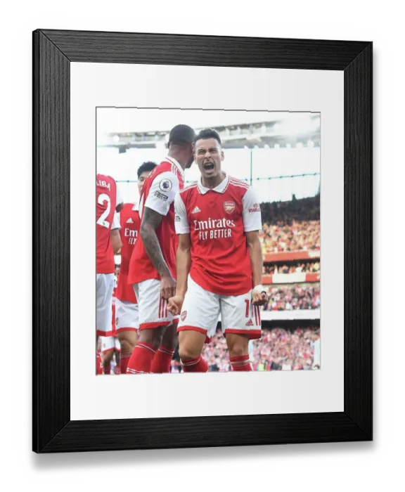 Framed Print : Double Trouble: Martinelli and Saka's Unforgettable Brace Against Liverpool (2022-23)
