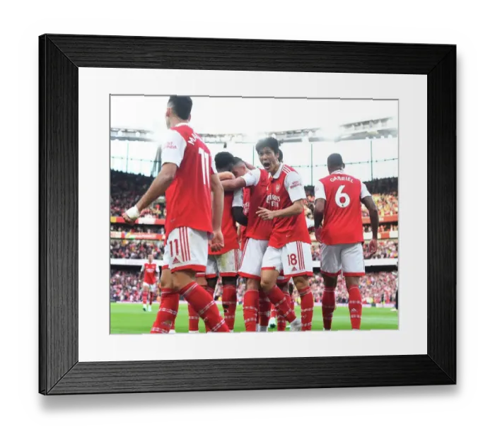 Framed Print : Arsenal's Tomiyasu and Saka Celebrate 2nd Goal Against Liverpool in 2022-23 Premier League Framed Print : Arsenal's Tomiyasu and Saka Celebrate 2nd Goal Against Liverpool in 2022-23 Premier League