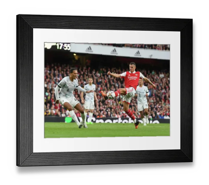 Framed Print : Clash of Titans: Xhaka vs. Van Dijk - Arsenal vs. Liverpool, Premier League 2022-23
