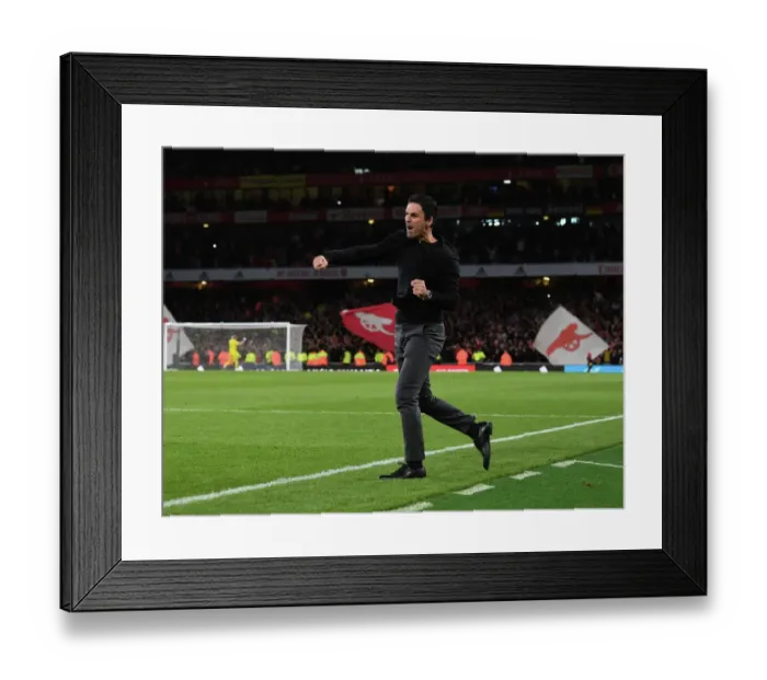 Framed Print : Arsenal's Glory: Mikel Arteta Celebrates Historic Win Against Liverpool Framed Print : Arsenal's Glory: Mikel Arteta Celebrates Historic Win Against Liverpool