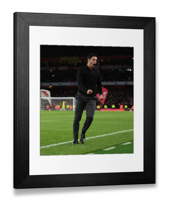 Framed Print : Mikel Arteta Celebrates Arsenal's Premier League Victory Over Liverpool