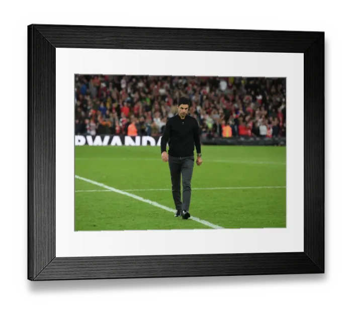 Framed Print : Arsenal vs Liverpool: Mikel Arteta's Intense Battle in the 2022-23 Premier League