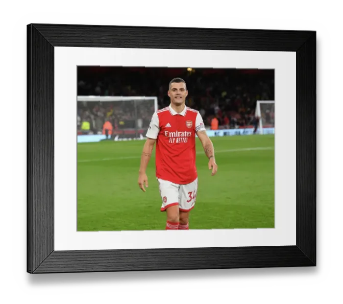 Framed Print : Xhaka's Emotional Reaction: Arsenal vs Liverpool, Premier League 2022-23