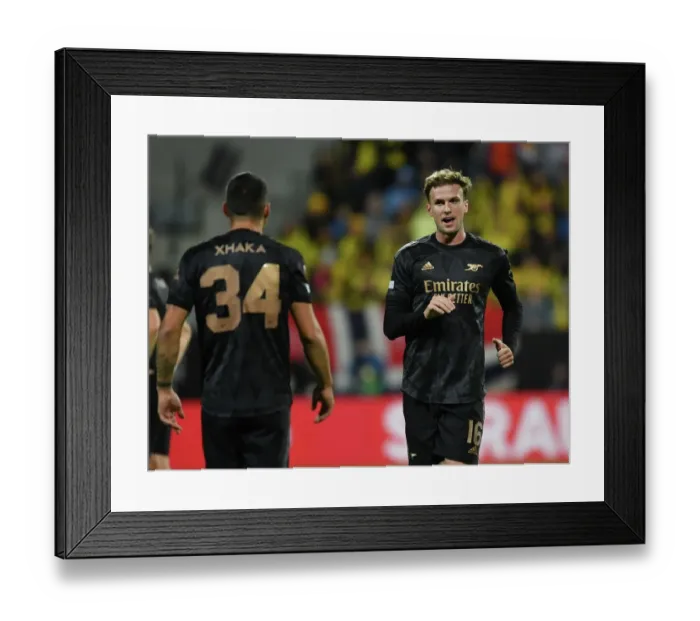 Framed Print : Xhaka and Holding in Action: Arsenal vs. Bodø / Glimt, Europa League 2022-23