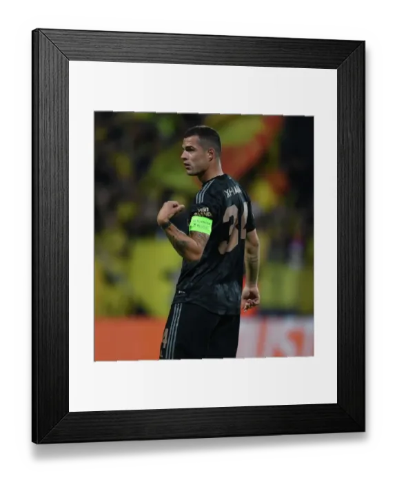 Framed Print : Granit Xhaka: Arsenal's Midfield Mastermind Dazzles in Europa League Showdown vs. Bodø / Glimt