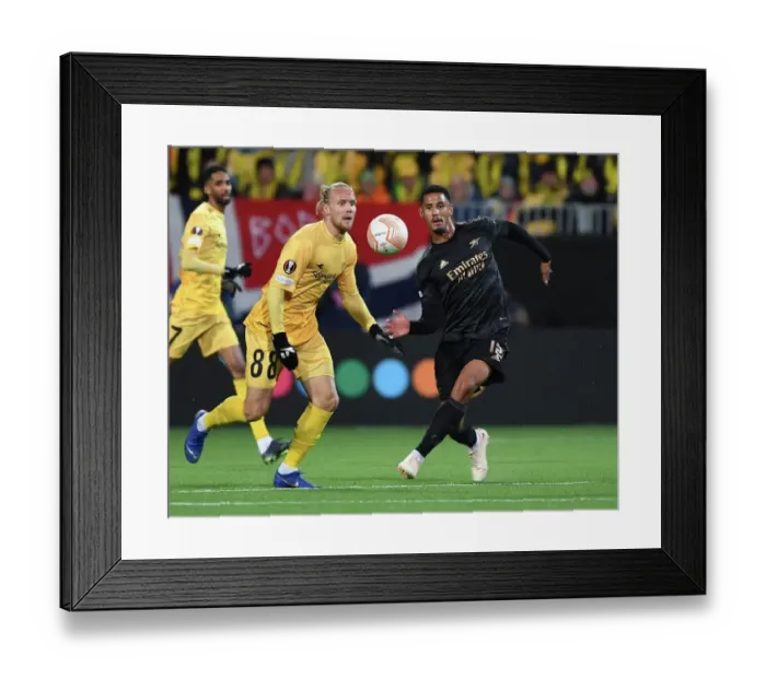 Framed Print : William Saliba Clashes with Lars Salvesen: Arsenal vs. Bodø / Glimt - UEFA Europa League 2022-23 Framed Print : William Saliba Clashes with Lars Salvesen: Arsenal vs. Bodø / Glimt - UEFA Europa League 2022-23