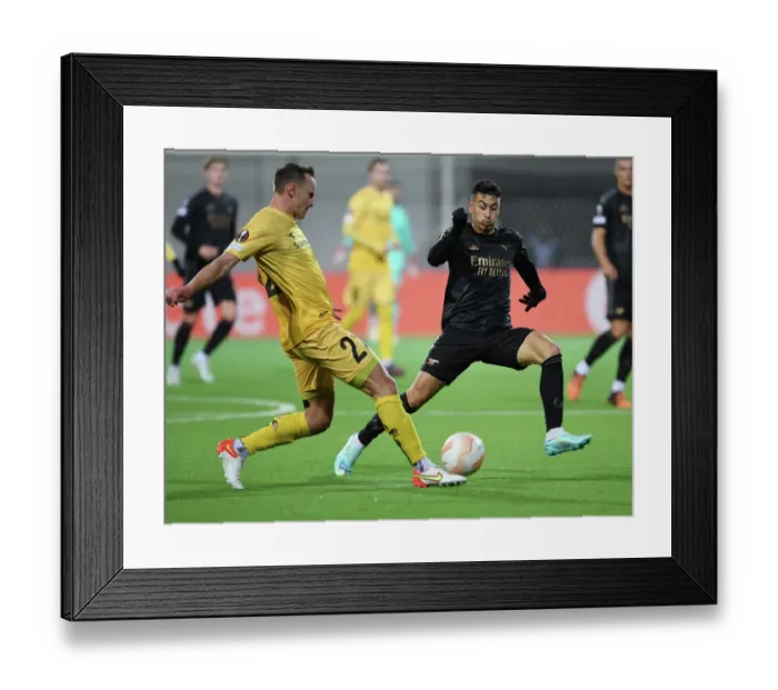 Framed Print : Martinelli vs. Larsen: Arsenal's Europa League Battle at Bodø / Glimt Framed Print : Martinelli vs. Larsen: Arsenal's Europa League Battle at Bodø / Glimt