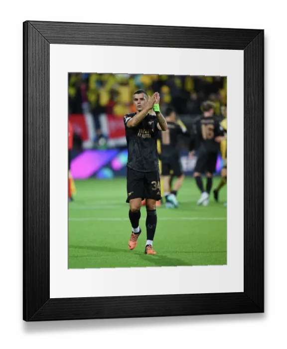 Framed Print : Granit Xhaka's Applause: Arsenal's Victory in Bodø / Glimt UEFA Europa League Match Framed Print : Granit Xhaka's Applause: Arsenal's Victory in Bodø / Glimt UEFA Europa League Match