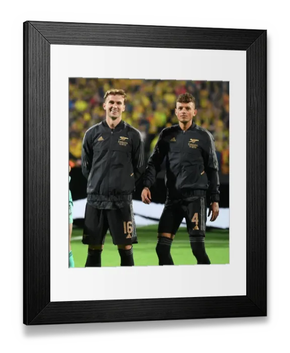 Framed Print : Arsenal Duo Ready for Europa League Clash: Holding and White Before Bodo / Glimt Match
