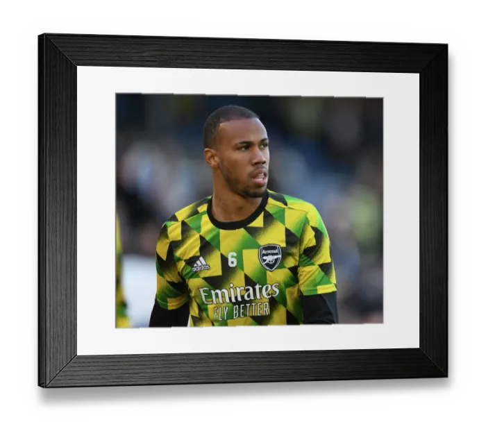 Framed Print : Gabriel Magalhaes of Arsenal Prepares for Leeds United Clash in Premier League 2022-23 Framed Print : Gabriel Magalhaes of Arsenal Prepares for Leeds United Clash in Premier League 2022-23