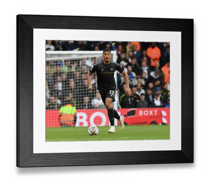 Framed Print : William Saliba in Action: Leeds United vs. Arsenal FC, Premier League 2022-23 Framed Print : William Saliba in Action: Leeds United vs. Arsenal FC, Premier League 2022-23