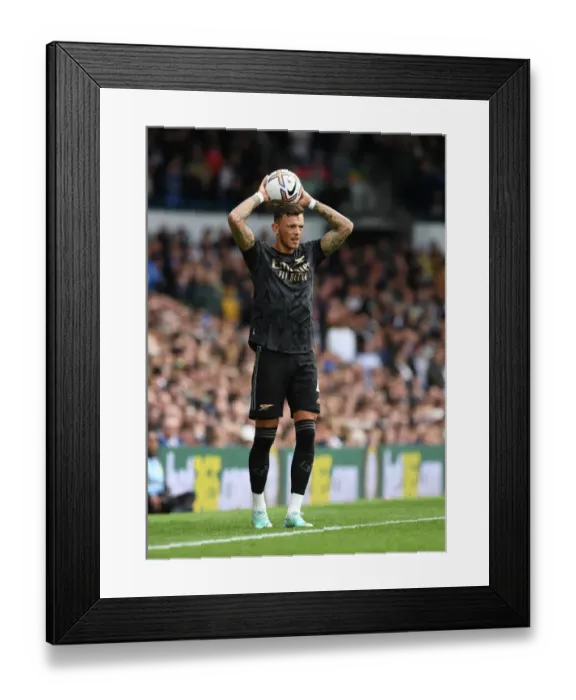 Framed Print : Ben White's Firm Stand: Arsenal vs Leeds United in Premier League Battle