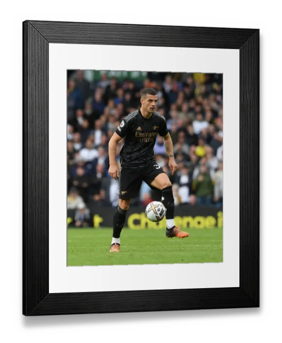 Framed Print : Granit Xhaka in Action: Leeds United vs. Arsenal, Premier League 2022-23